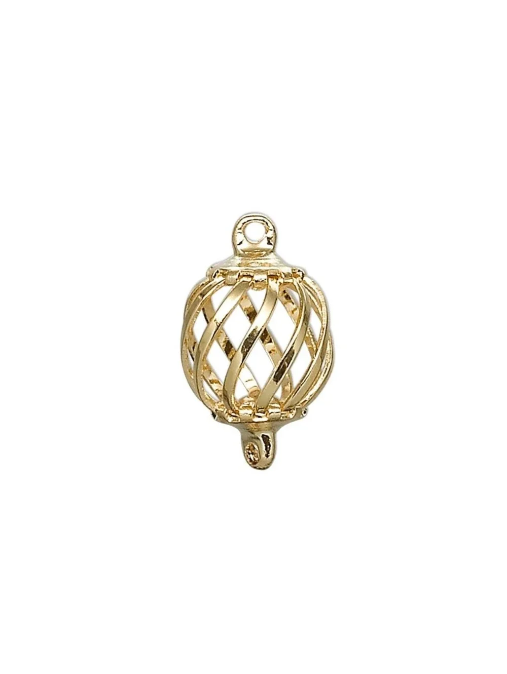 Bead Cages Swirled Oval Gold Plated 12x11mm Links for Gems or Baubles 4 pcs